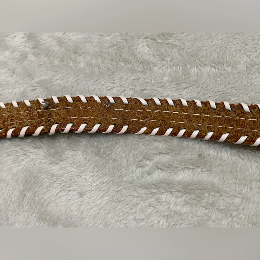 Vintage Boys Beaded Leather Western Belt